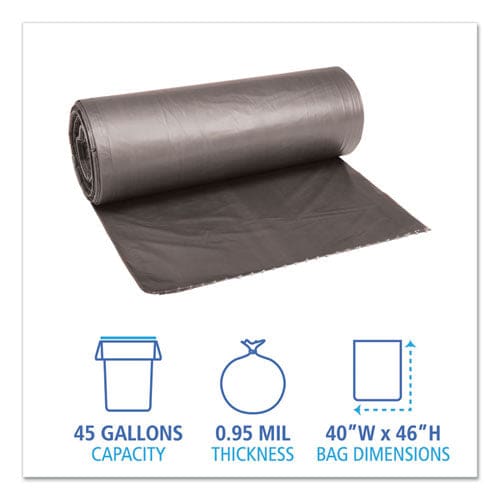 Boardwalk Low-density Waste Can Liners 45 Gal 0.95 Mil 40 X 46 Gray 25 Bags/roll 4 Rolls/carton - Janitorial & Sanitation - Boardwalk®