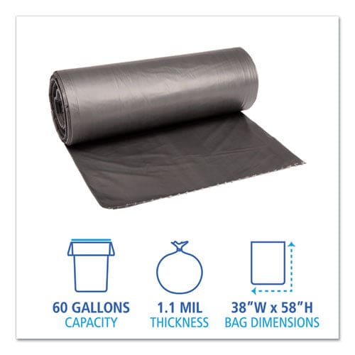 Boardwalk Low-density Waste Can Liners 60 Gal 1.1 Mil 38 X 58 Gray 20 Bags/roll 5 Rolls/carton - Janitorial & Sanitation - Boardwalk®