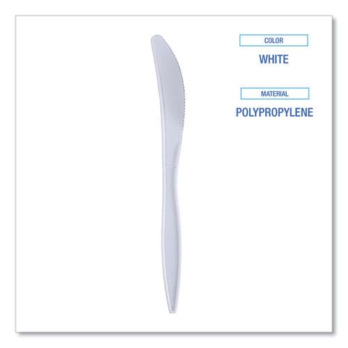 Boardwalk Mediumweight Wrapped Polypropylene Cutlery Knives White 1,000/carton - Food Service - Boardwalk®