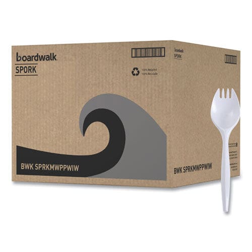 Boardwalk Mediumweight Wrapped Polypropylene Cutlery Spork White 1,000/carton - Food Service - Boardwalk®