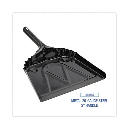 Boardwalk Metal Dust Pan 12 X 14 2 Handle 20-gauge Steel Black 12/carton - Janitorial & Sanitation - Boardwalk®