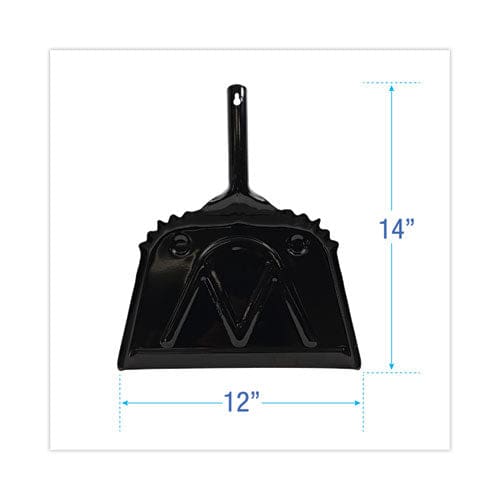 Boardwalk Metal Dust Pan 12 X 14 2 Handle 20-gauge Steel Black - Janitorial & Sanitation - Boardwalk®