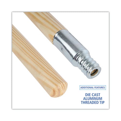 Boardwalk Metal Tip Threaded Hardwood Broom Handle 0.94 Dia X 60 Natural - Janitorial & Sanitation - Boardwalk®