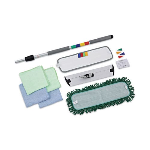 Boardwalk Microfiber Cleaning Kit 18 Wide Blue/green Microfiber Head 35 To 60 Gray Aluminum Handle - Janitorial & Sanitation - Boardwalk®