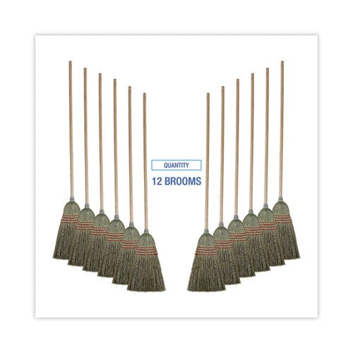 Boardwalk Mixed Fiber Maid Broom Mixed Fiber Bristles 55 Overall Length Natural 12/carton - Janitorial & Sanitation - Boardwalk®