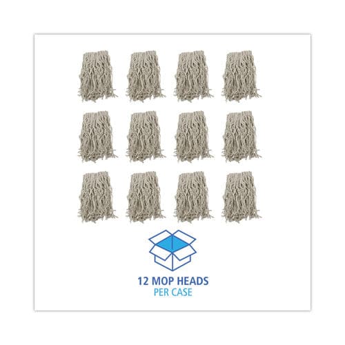 Boardwalk Mop Head Cotton Cut-end White 4-ply #16 Band 12/carton - Janitorial & Sanitation - Boardwalk®