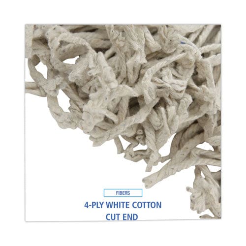 Boardwalk Mop Head Cotton Cut-end White 4-ply #16 Band 12/carton - Janitorial & Sanitation - Boardwalk®