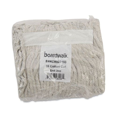 Boardwalk Mop Head Cotton Cut-end White 4-ply #16 Band 12/carton - Janitorial & Sanitation - Boardwalk®