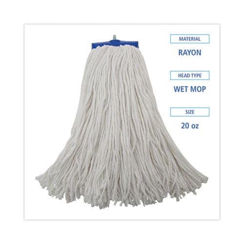 Boardwalk Mop Head Economical Lie-flat Head Rayon Fiber 20oz White 12/carton - Janitorial & Sanitation - Boardwalk®