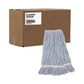 Boardwalk Mop Head Floor Finish Narrow Rayon/polyester Large White/blue 12/carton - Janitorial & Sanitation - Boardwalk®