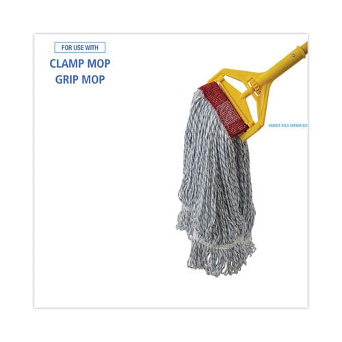 Boardwalk Mop Head Floor Finish Wide Rayon/polyester Large White/blue 12/carton - Janitorial & Sanitation - Boardwalk®