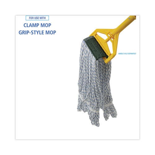 Boardwalk Mop Head Floor Finish Wide Rayon/polyester Medium White/blue 12/carton - Janitorial & Sanitation - Boardwalk®