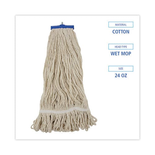 Boardwalk Mop Head Lie-flat Head Cotton Fiber 24 Oz White 12/carton - Janitorial & Sanitation - Boardwalk®