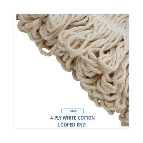 Boardwalk Mop Head Lie-flat Head Cotton Fiber 24 Oz White 12/carton - Janitorial & Sanitation - Boardwalk®