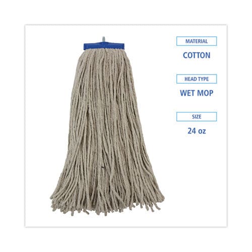 Boardwalk Mop Head Lie-flat Head Cotton Fiber 24 Oz. White 12/carton - Janitorial & Sanitation - Boardwalk®