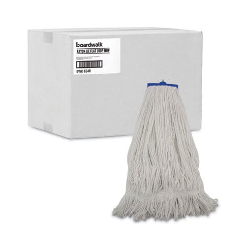 Boardwalk Mop Head Lie-flat Head Rayon Fiber 24oz White 12/carton - Janitorial & Sanitation - Boardwalk®