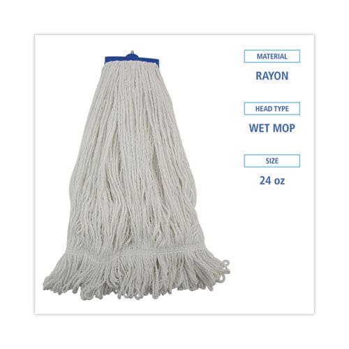 Boardwalk Mop Head Lie-flat Head Rayon Fiber 24oz White 12/carton - Janitorial & Sanitation - Boardwalk®