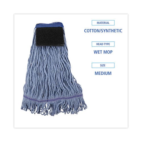 Boardwalk Mop Head Loop-end Cotton With Scrub Pad Medium 12/carton - Janitorial & Sanitation - Boardwalk®