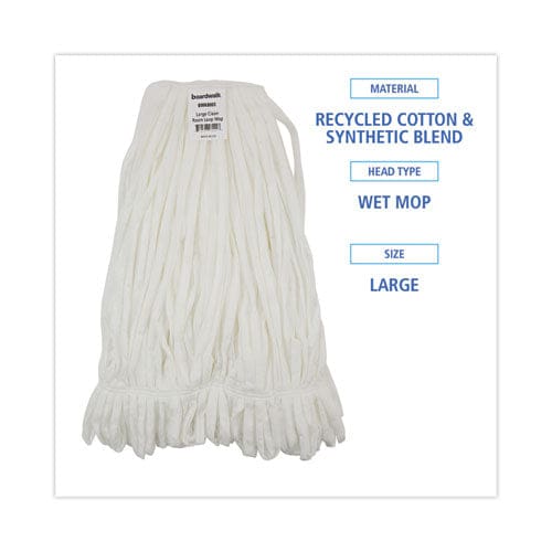 Boardwalk Mop Head Looped Enviro Clean With Tailband Large White 12/carton - Janitorial & Sanitation - Boardwalk®