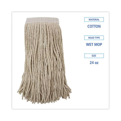 Boardwalk Mop Head Premium Saddleback Head Cotton Fiber 24 Oz White 12/carton - Janitorial & Sanitation - Boardwalk®