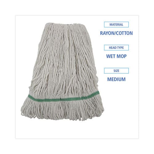 Boardwalk Mop Head Premium Standard Head Cotton/rayon Fiber Medium White - Janitorial & Sanitation - Boardwalk®