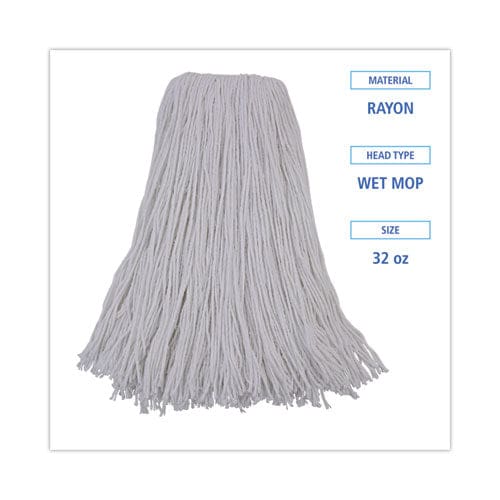 Boardwalk Mop Head Premium Standard Head Rayon Fiber 32oz White 12/carton - Janitorial & Sanitation - Boardwalk®