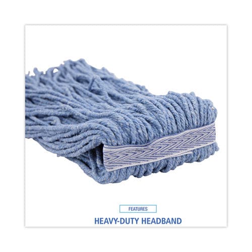 Boardwalk Mop Head Standard Head Cotton/synthetic Fiber Cut-end #16. Blue - Janitorial & Sanitation - Boardwalk®