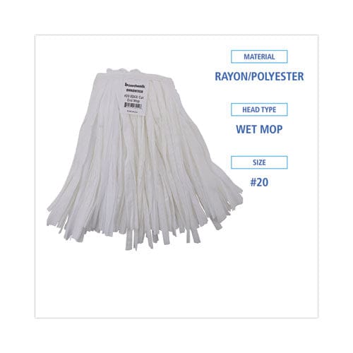 Boardwalk Nonwoven Cut End Edge Mop Rayon/polyester #20 White 12/carton - Janitorial & Sanitation - Boardwalk®