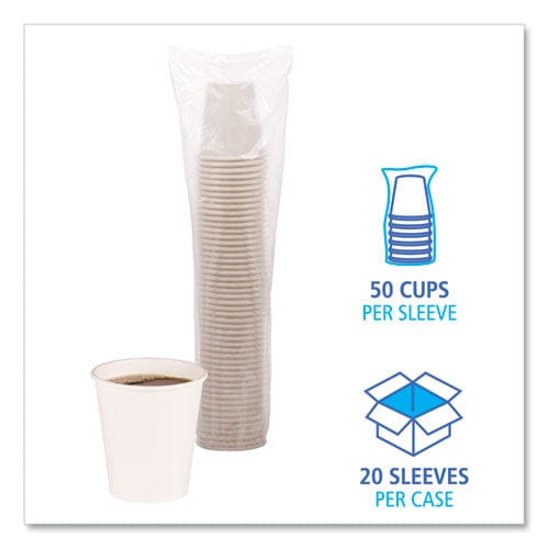 Boardwalk Paper Hot Cups 10 Oz White 20 Cups/sleeve 50 Sleeves/carton - Food Service - Boardwalk®