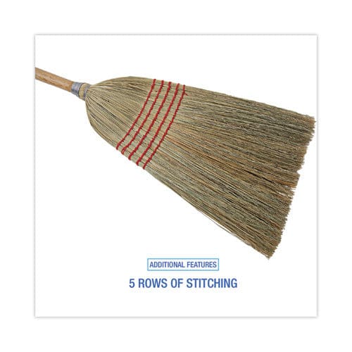 Boardwalk Parlor Broom Corn Fiber Bristles 55 Overall Length Natural 12/carton - Janitorial & Sanitation - Boardwalk®