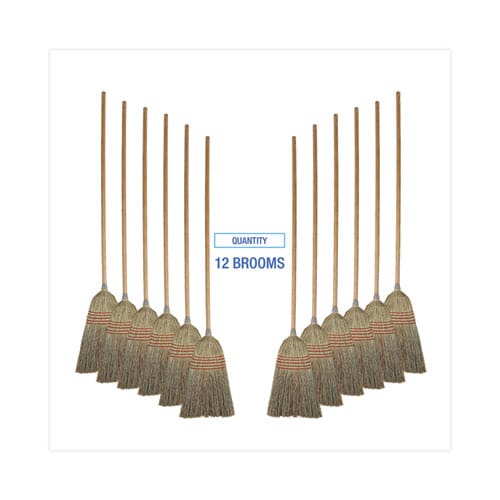 Boardwalk Parlor Broom Corn Fiber Bristles 55 Overall Length Natural 12/carton - Janitorial & Sanitation - Boardwalk®