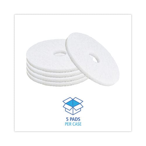 Boardwalk Polishing Floor Pads 15 Diameter White 5/carton - Janitorial & Sanitation - Boardwalk®