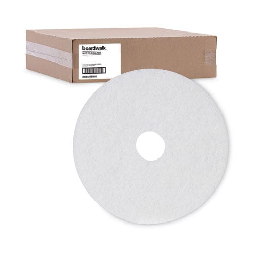 Boardwalk Polishing Floor Pads 18 Diameter White 5/carton - Janitorial & Sanitation - Boardwalk®