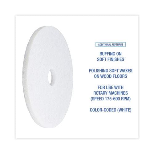Boardwalk Polishing Floor Pads 19 Diameter White 5/carton - Janitorial & Sanitation - Boardwalk®