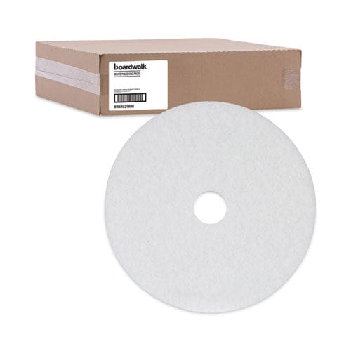 Boardwalk Polishing Floor Pads 21 Diameter White 5/carton - Janitorial & Sanitation - Boardwalk®