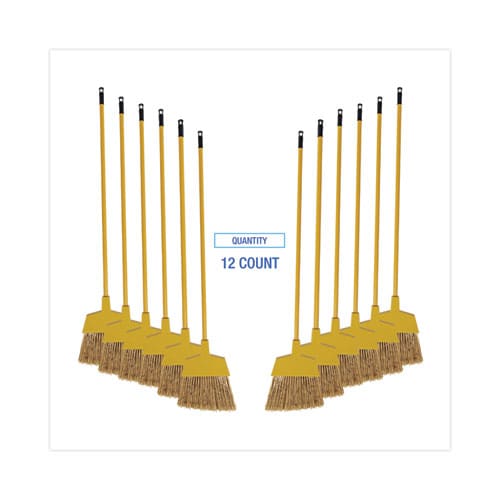 Boardwalk Poly Bristle Angler Broom 53 Handle Yellow 12/carton - Janitorial & Sanitation - Boardwalk®