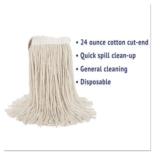 Boardwalk Premium Cut-end Wet Mop Heads Cotton 24oz White 12/carton - Janitorial & Sanitation - Boardwalk®