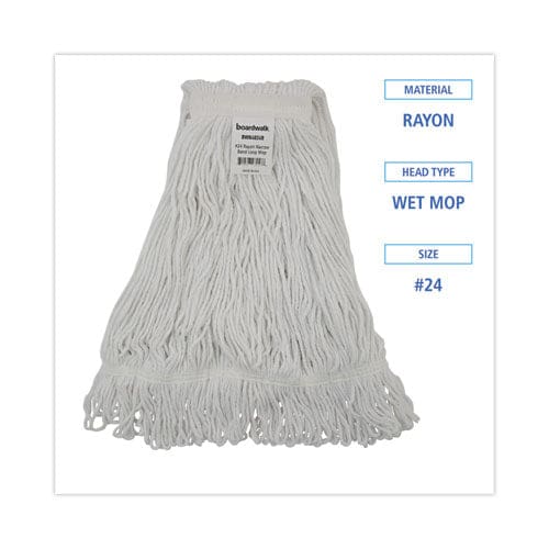 Boardwalk Pro Loop Web/tailband Wet Mop Head Rayon #24 Size White 12/carton - Janitorial & Sanitation - Boardwalk®