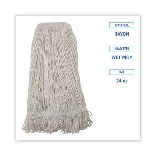 Boardwalk Pro Loop Web/tailband Wet Mop Head Rayon 24oz White 12/carton - Janitorial & Sanitation - Boardwalk®