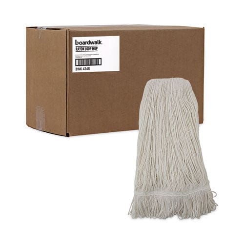 Boardwalk Pro Loop Web/tailband Wet Mop Head Rayon 24oz White 12/carton - Janitorial & Sanitation - Boardwalk®