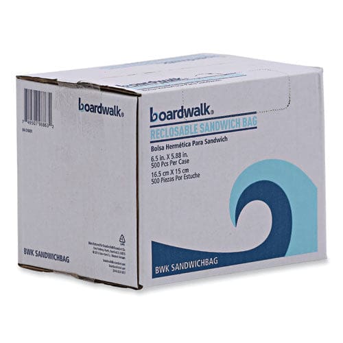 Boardwalk Reclosable Food Storage Bags Sandwich 1.15 Mil 6.5 X 5.89 Clear 500/box - Food Service - Boardwalk®