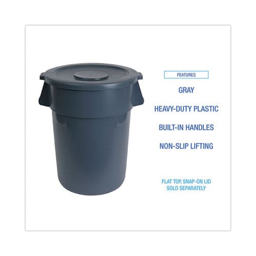 Boardwalk Round Waste Receptacle 32 Gal Linear-low-density Polyethylene Gray - Janitorial & Sanitation - Boardwalk®