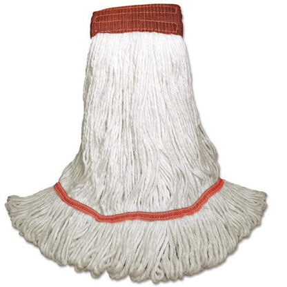 Boardwalk Saddleback Loop-end Wet Mop Heads Large White Rayon 12/carton - Janitorial & Sanitation - Boardwalk®