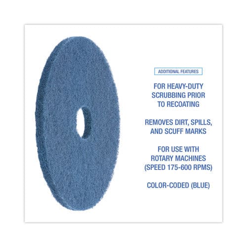 Boardwalk Scrubbing Floor Pads 17 Diameter Blue 5/carton - Janitorial & Sanitation - Boardwalk®