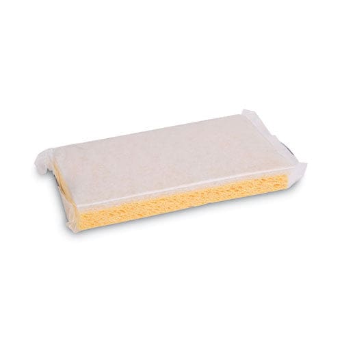 Boardwalk Scrubbing Sponge Light Duty 3.6 X 6.1 0.7 Thick Yellow/white Individually Wrapped 20/carton - Janitorial & Sanitation - Boardwalk®