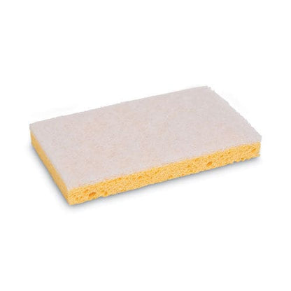 Boardwalk Scrubbing Sponge Light Duty 3.6 X 6.1 0.7 Thick Yellow/white Individually Wrapped 20/carton - Janitorial & Sanitation - Boardwalk®