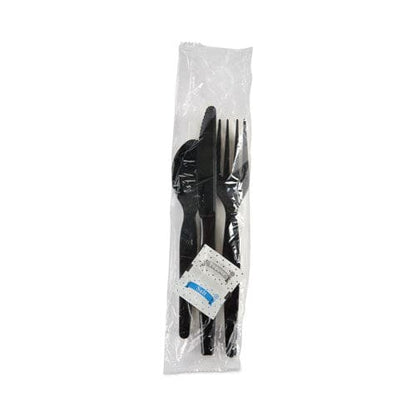 Boardwalk Six-piece Cutlery Kit Condiment/fork/knife/napkin/spoon Heavyweight Black 250/carton - Food Service - Boardwalk®