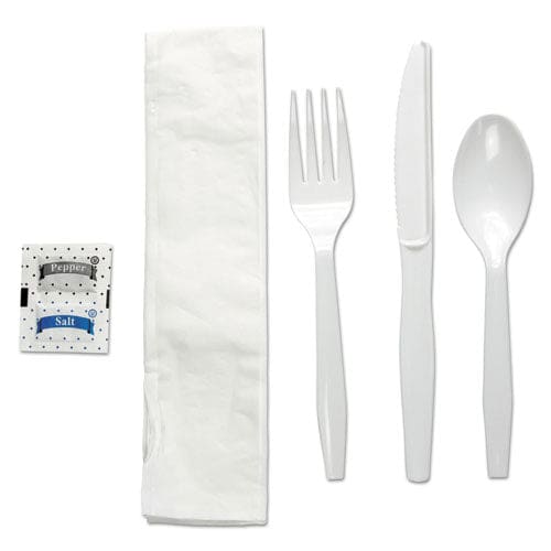 Boardwalk Six-piece Cutlery Kit Condiment/fork/knife/napkin/teaspoon White 250/carton - Food Service - Boardwalk®