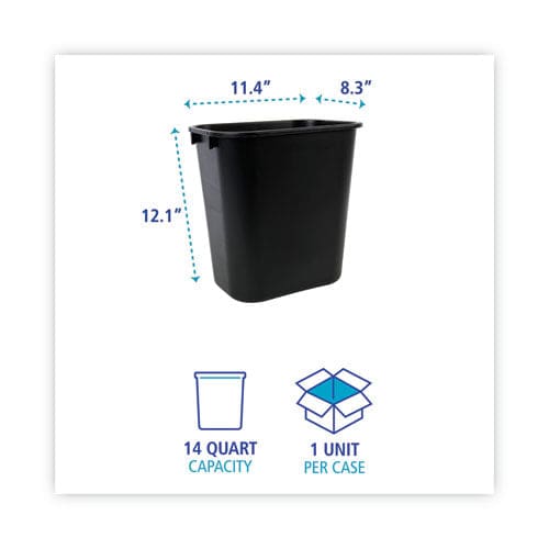 Boardwalk Soft-sided Wastebasket 14 Qt Plastic Black - Janitorial & Sanitation - Boardwalk®