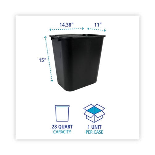 Boardwalk Soft-sided Wastebasket 28 Qt Plastic Black - Janitorial & Sanitation - Boardwalk®